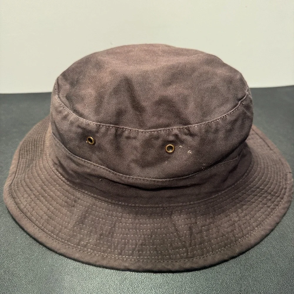 Polo Ralph Lauren Bucket Hat Cap Large Brown Yellow Pony Embroidered Y2K USA VTG